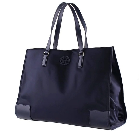 NEW!! Tory Burch Ella Large Nylon Tote Navy Blue & Gold NWOT - Picture 4 of 8